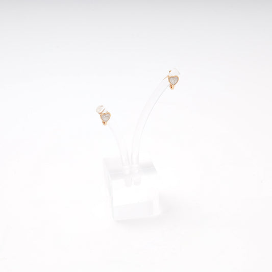 Children's Rose Gold 585 Heart Earrings with White Enamel — on stand — Kabluchka