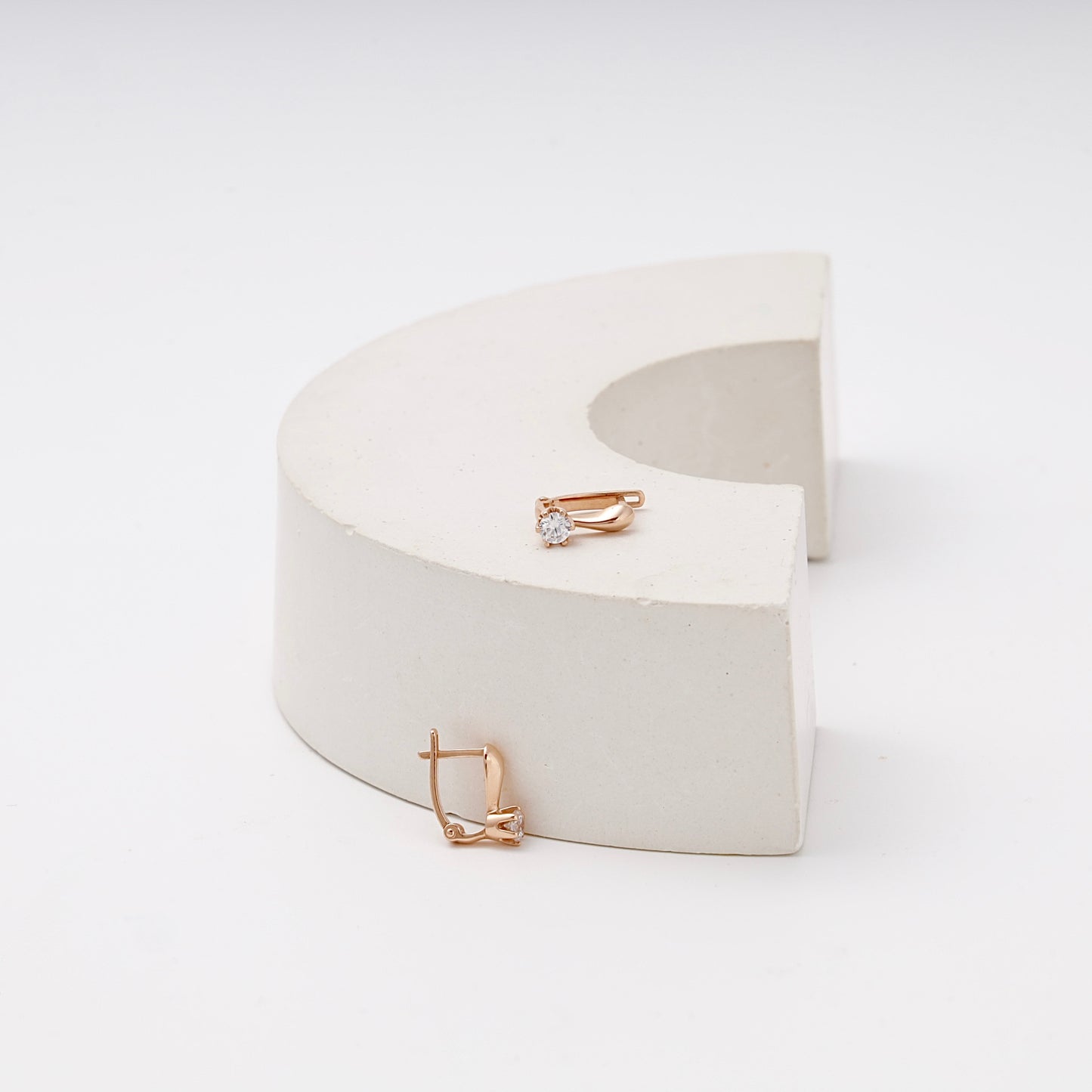 Children's rose gold 585 earrings with English lock — Kabluchka