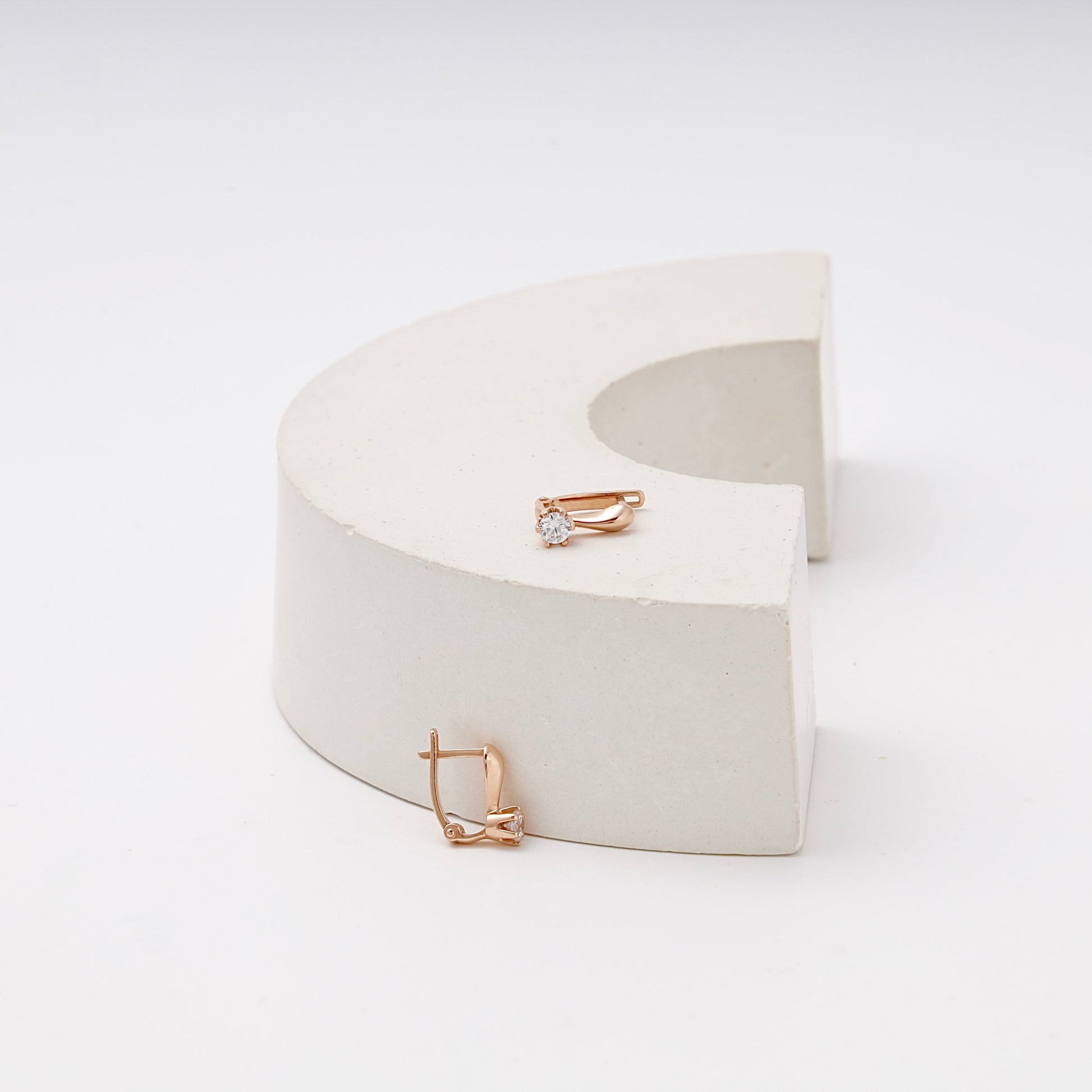 Children's rose gold 585 earrings with English lock — Kabluchka