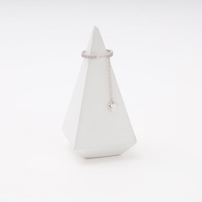 Silver 925 CZ Ring with Heart Charm on cone display — Kabluchka