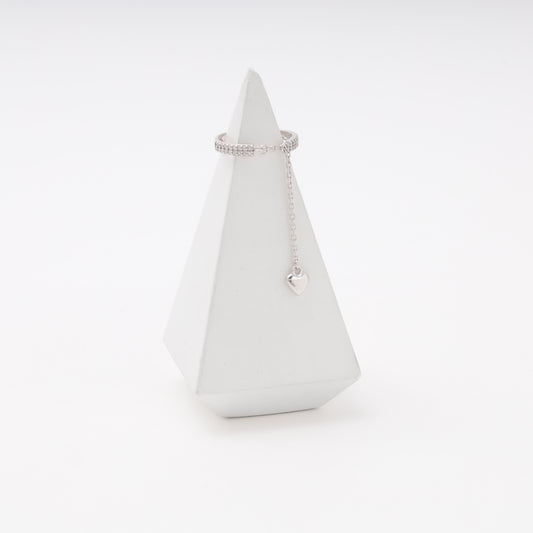 Silver 925 CZ Ring with Heart Charm on cone display — Kabluchka