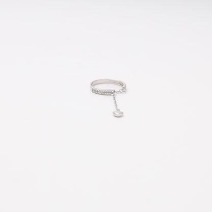 Silver 925 CZ Ring with Heart Charm side view — Kabluchka