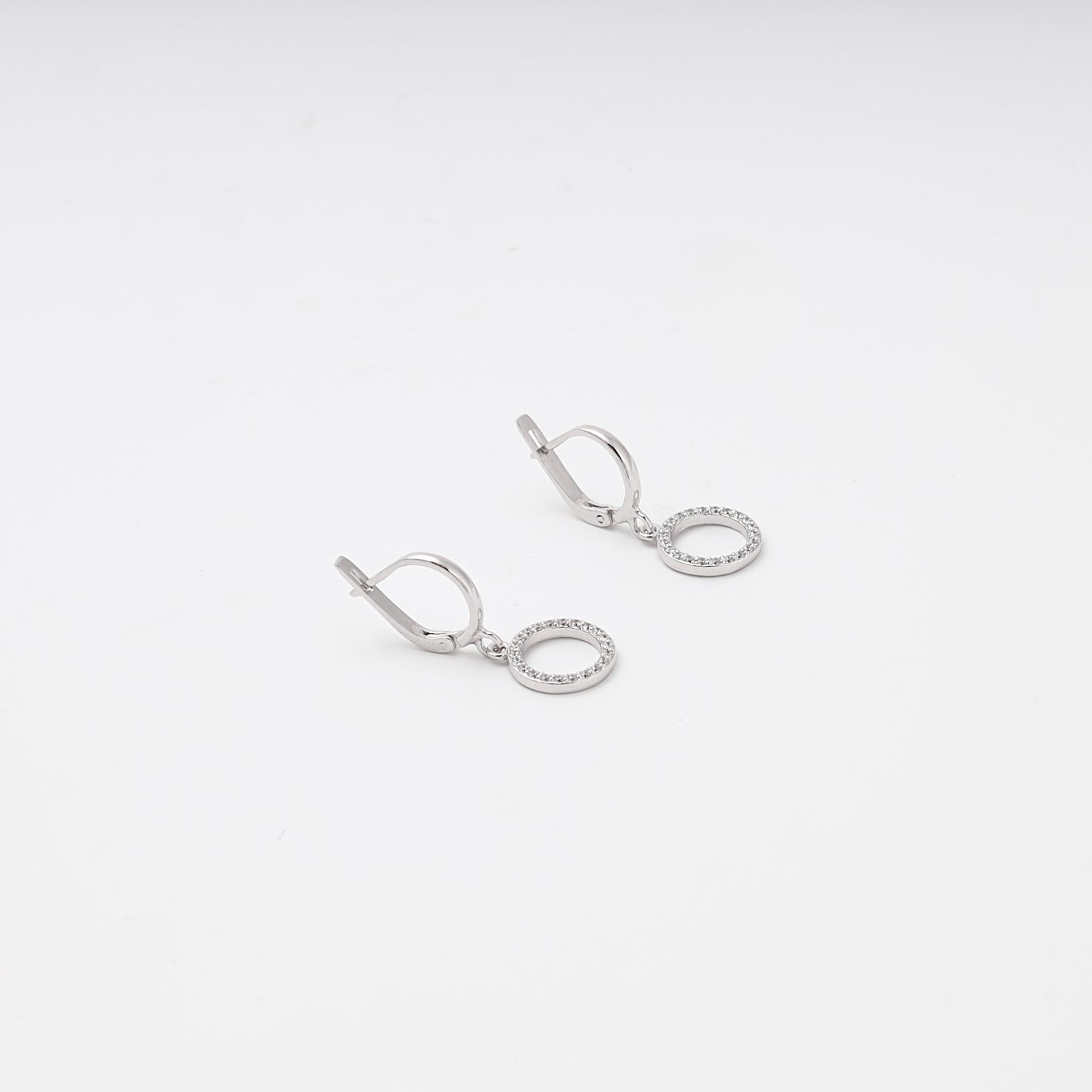 Silver 925 circle drop earrings with English lock — Kabluchka