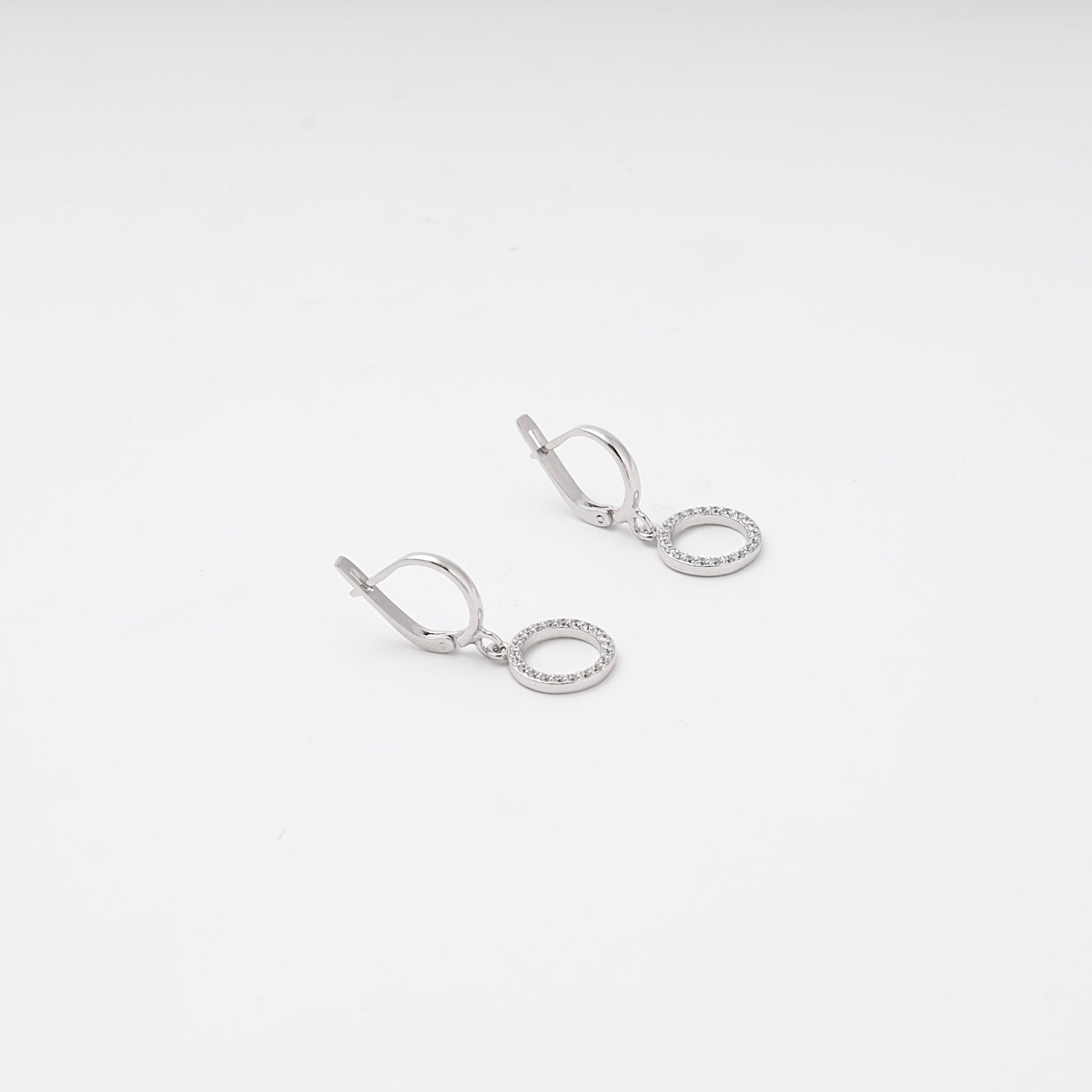 Silver 925 circle drop earrings with English lock — Kabluchka