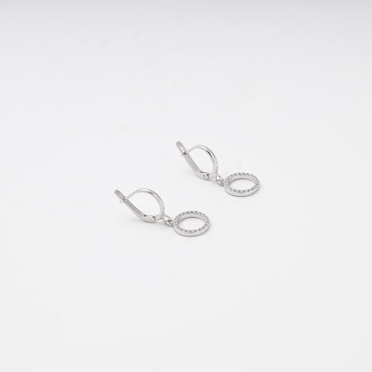 Silver 925 circle drop earrings with English lock — Kabluchka