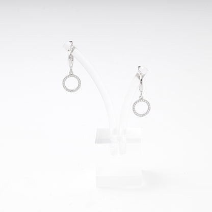 Silver 925 circle drop earrings on display — Kabluchka