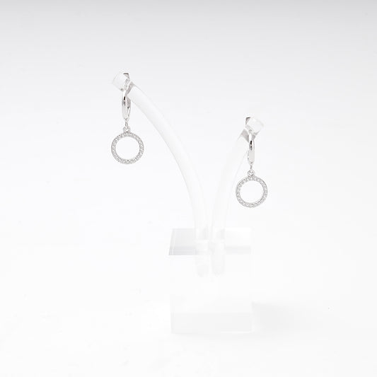 Silver 925 circle drop earrings on display — Kabluchka