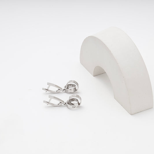 Silver 925 Drop Earrings Love Ring Charm close-up — Kabluchka
