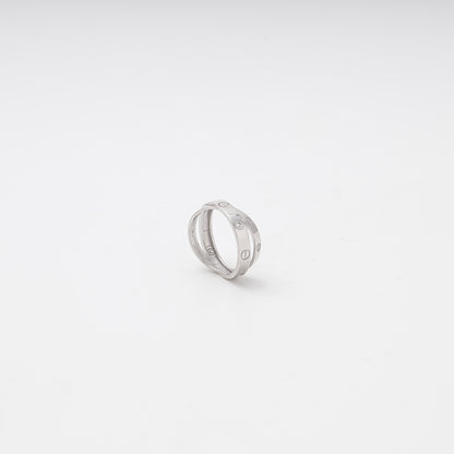 Silver 925 Crossover Love Ring with CZ flat lay — Kabluchka