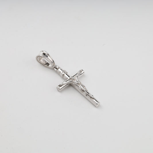 Silver 925 polished crucifix pendant, front view