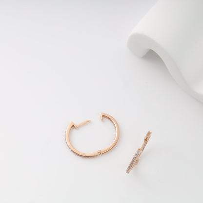 Gold inside-out hoop earrings cubic zirconia pair | Kabluchka
