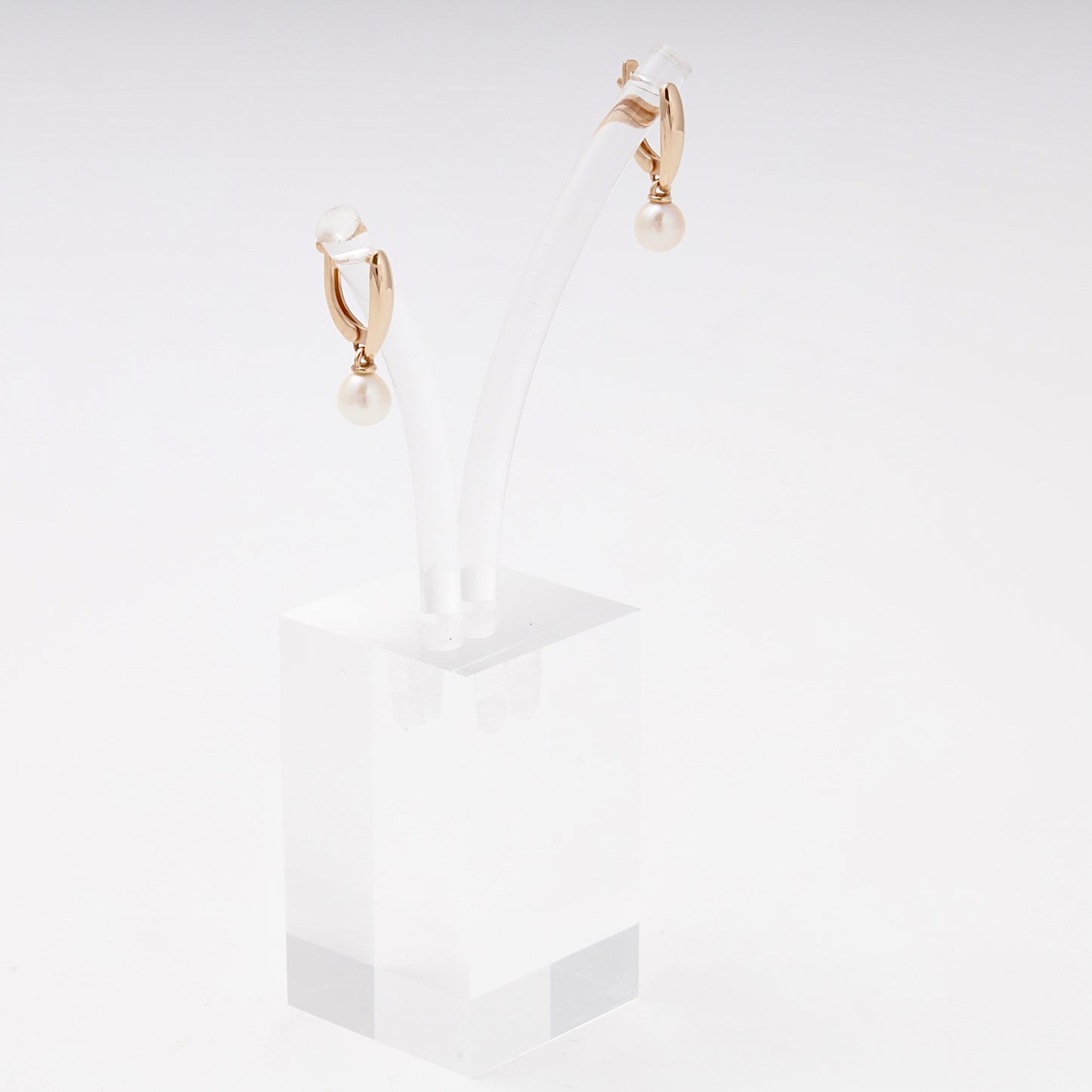 Rose Gold 585 Drop Earrings with Cultured Pearl — side view — Kabluchka