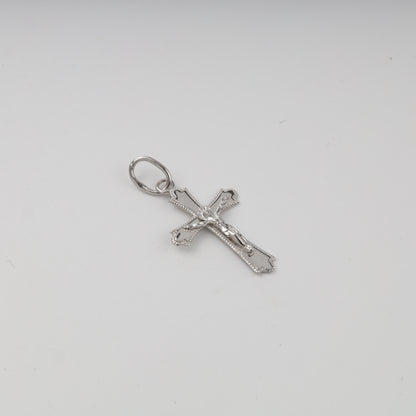 Silver 925 decorative-edge Orthodox crucifix pendant — front view — Kabluchka