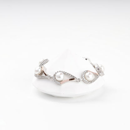 Rhodium-plated Silver 925 and Gold 375 pearl bracelet — Kabluchka