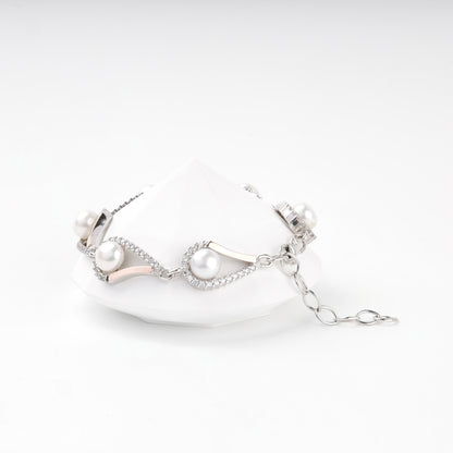 Gold 375 accents and pearls on Silver 925 bracelet — Kabluchka