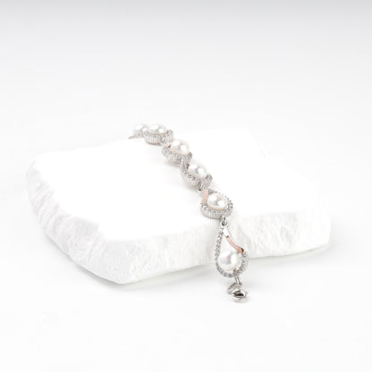 Pearl and cubic zirconia flowing link bracelet — Kabluchka