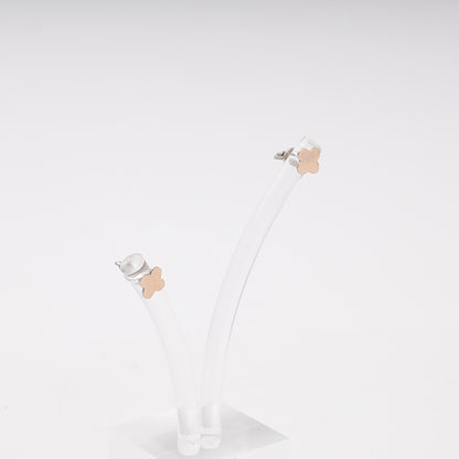 Silver 925 clover stud earrings on display stand — Kabluchka