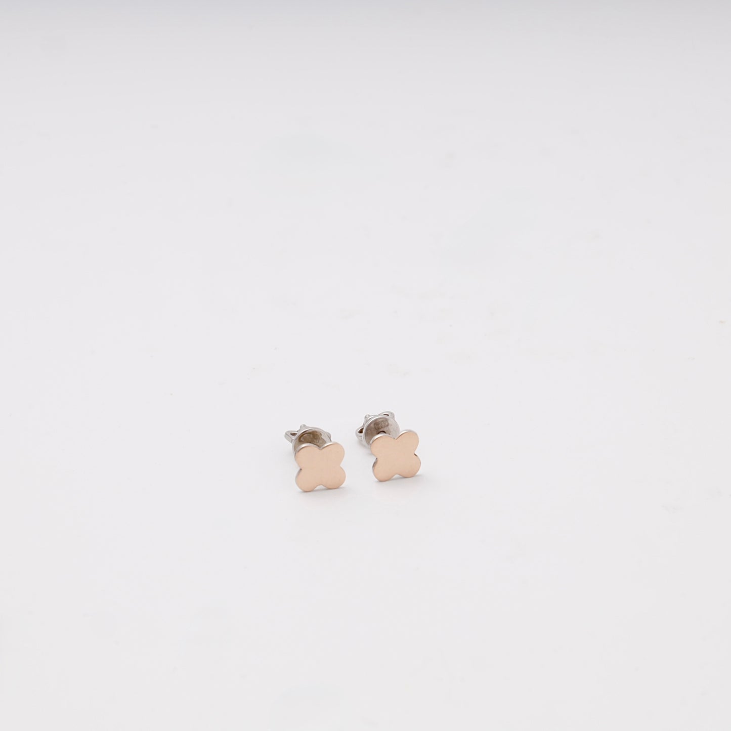 Silver 925 rose gold clover stud earrings — Kabluchka