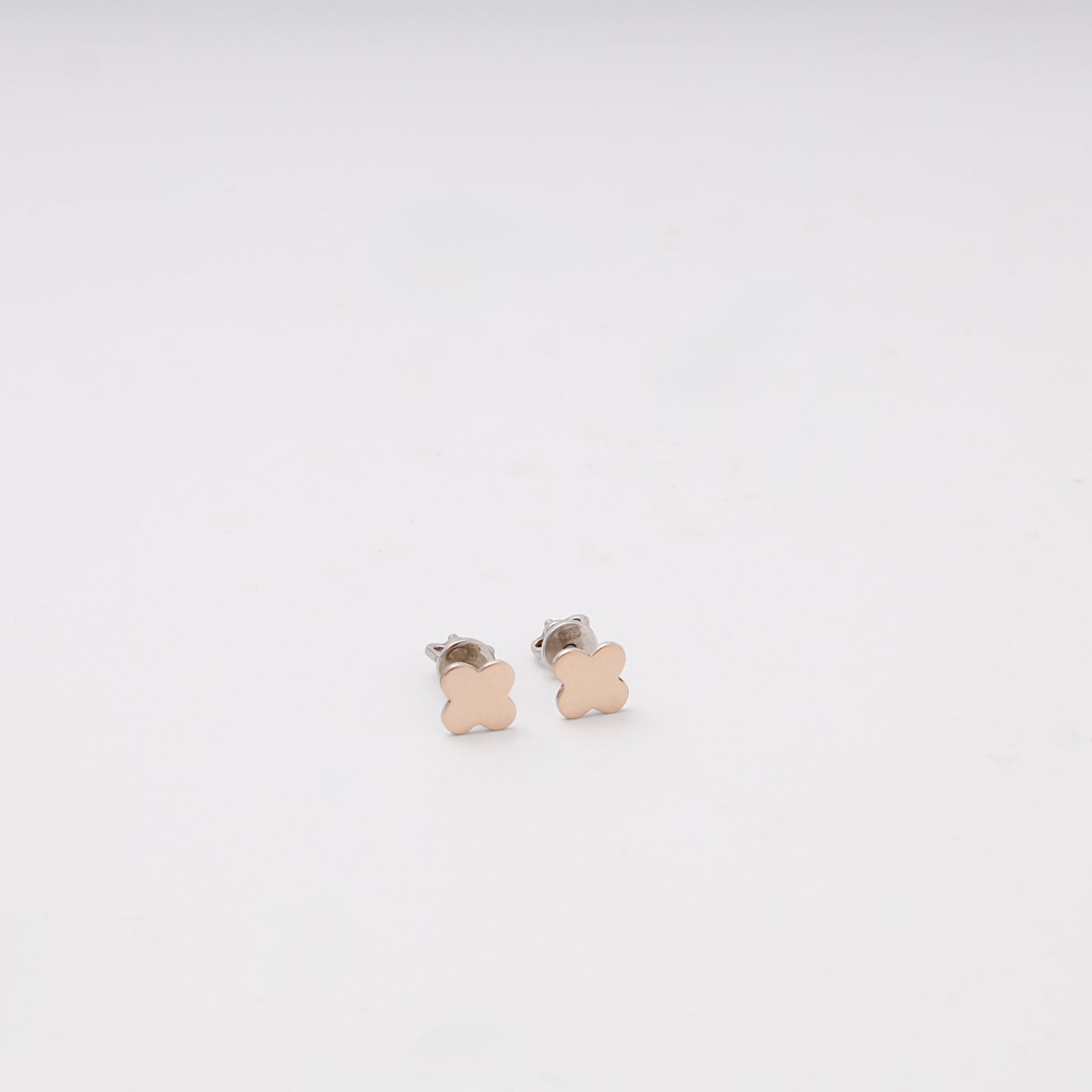 Silver 925 rose gold clover stud earrings — Kabluchka