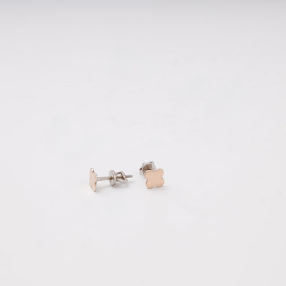Silver 925 rose gold clover stud earrings, detail — Kabluchka