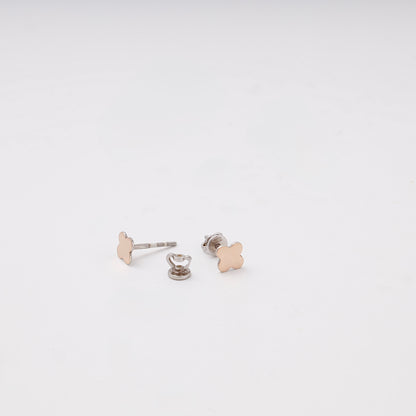 Silver 925 clover stud earrings showing screw-back posts — Kabluchka