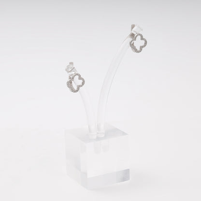 Four-leaf clover earrings outlined with CZ in silver 925 — Kabluchka