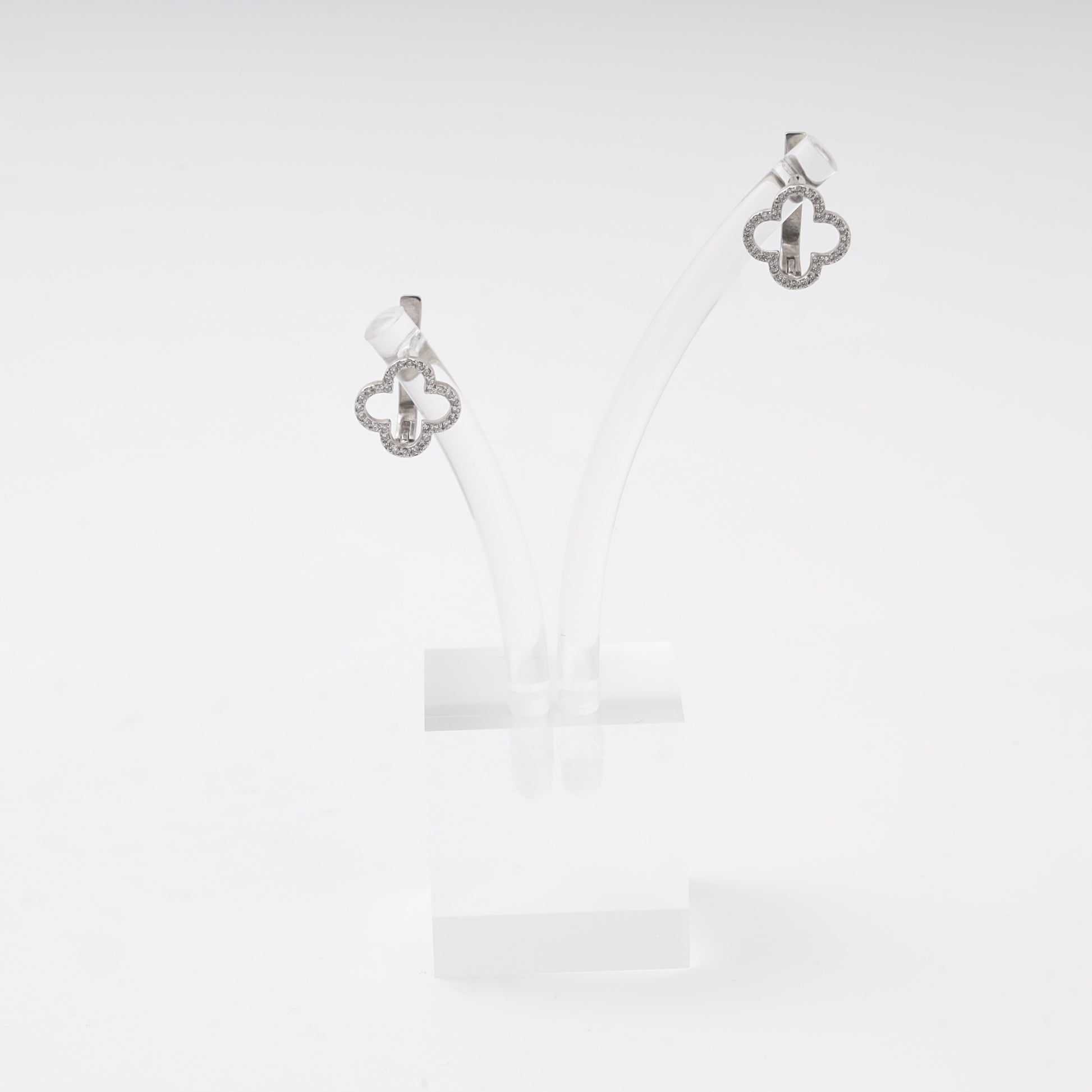 Silver 925 clover earrings with cubic zirconia — Kabluchka