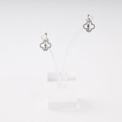 Silver 925 clover earrings with cubic zirconia — Kabluchka