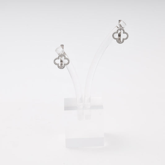 Silver 925 clover earrings with cubic zirconia — Kabluchka
