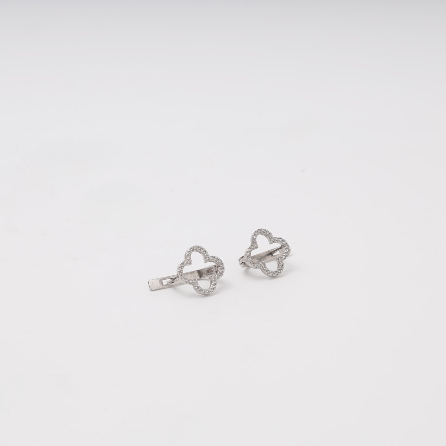 Clover cubic zirconia earrings silver 925 — Kabluchka