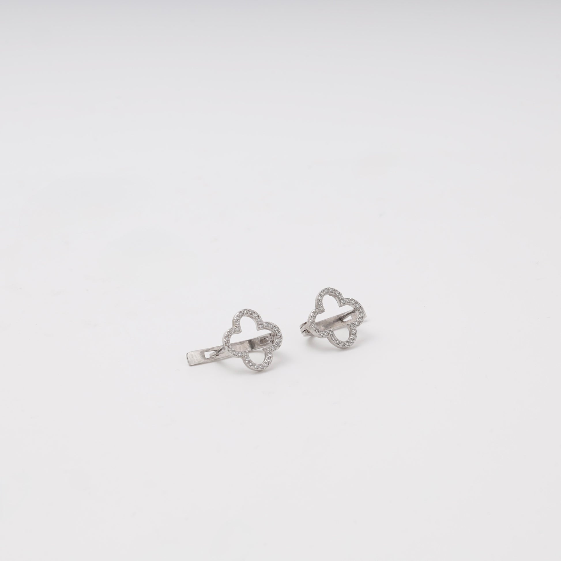 Clover cubic zirconia earrings silver 925 — Kabluchka