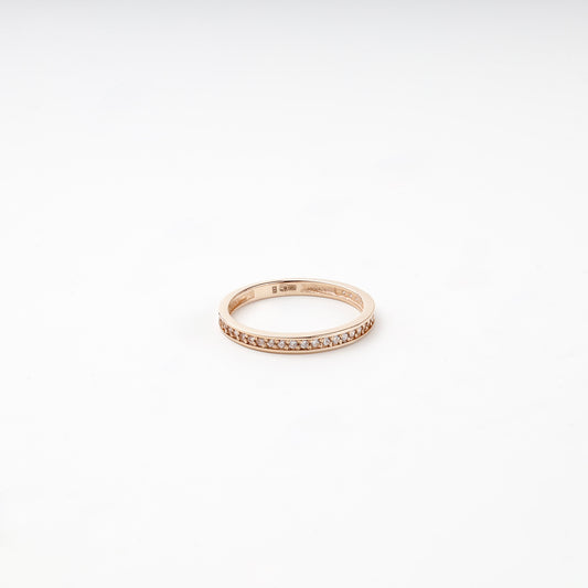 Rose gold 585 cubic zirconia band ring, front view — Kabluchka