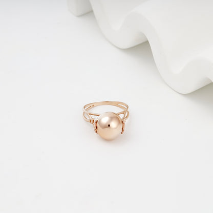Rose gold sphere ring, front view — 300337 — Kabluchka