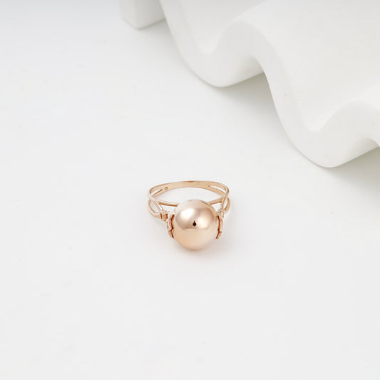Rose gold sphere ring, front view — 300337 — Kabluchka