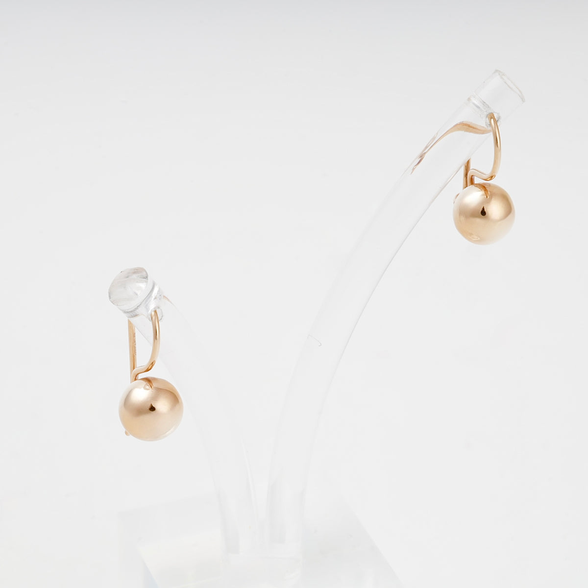 Rose Gold 14K polished ball hook kids earrings, front display view