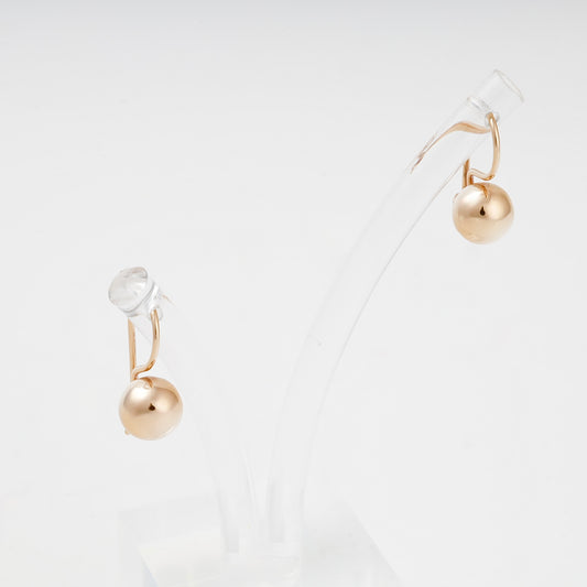Rose Gold 14K polished ball hook kids earrings, front display view