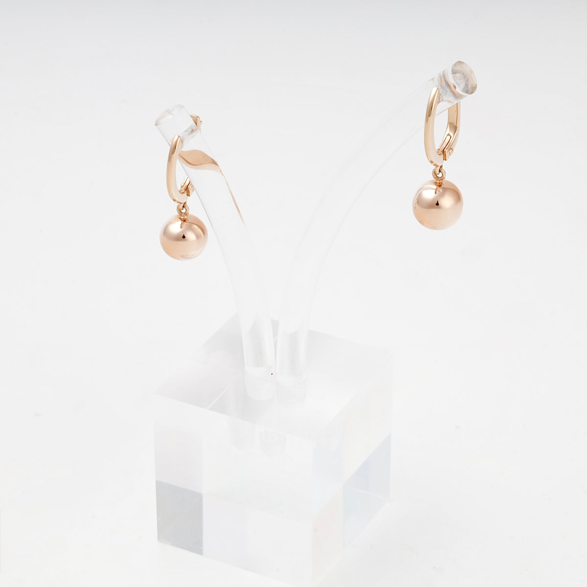 Rose gold ball drop earrings, display view — 2005973101 — Kabluchka