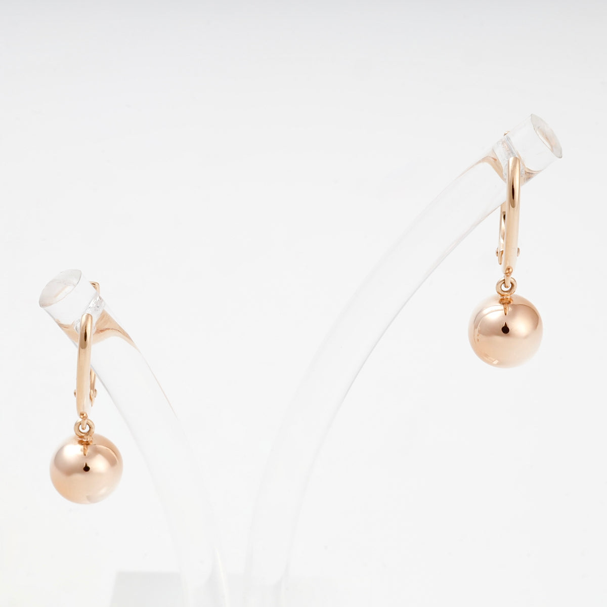 Rose gold polished ball drop earrings, front view — 2005973101 — Kabluchka