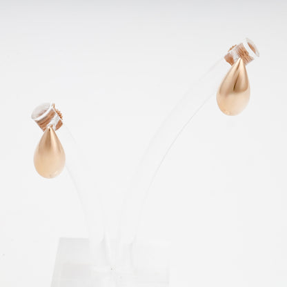 Rose Gold 14K polished teardrop stud earrings, front display view