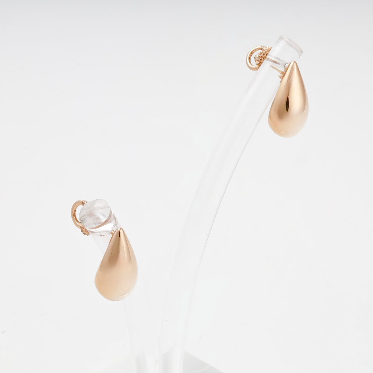 Individual Rose Gold 14K teardrop stud earring, display view
