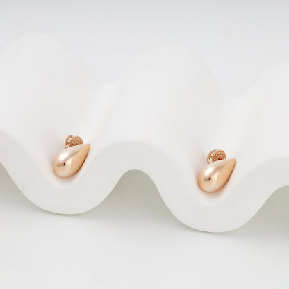 Polished teardrop stud earring pair in Rose Gold 14K