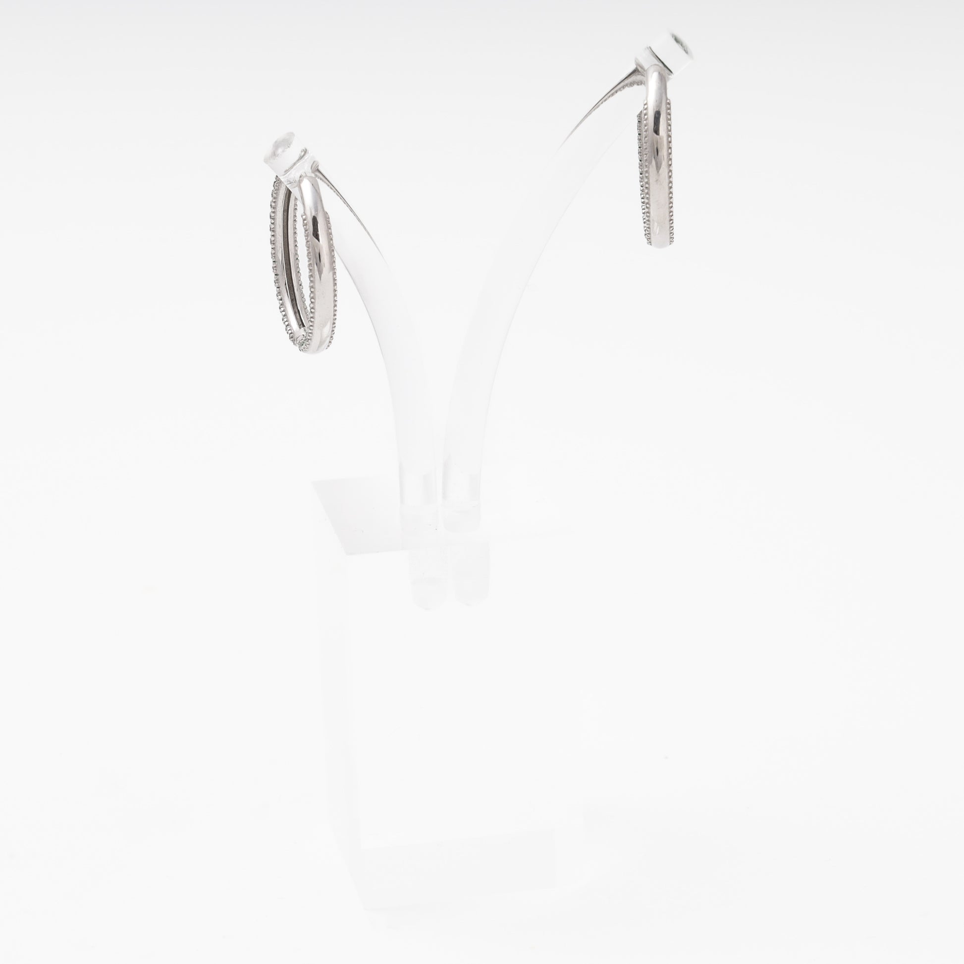 Silver 925 Green CZ Hoop Earrings on display — Kabluchka