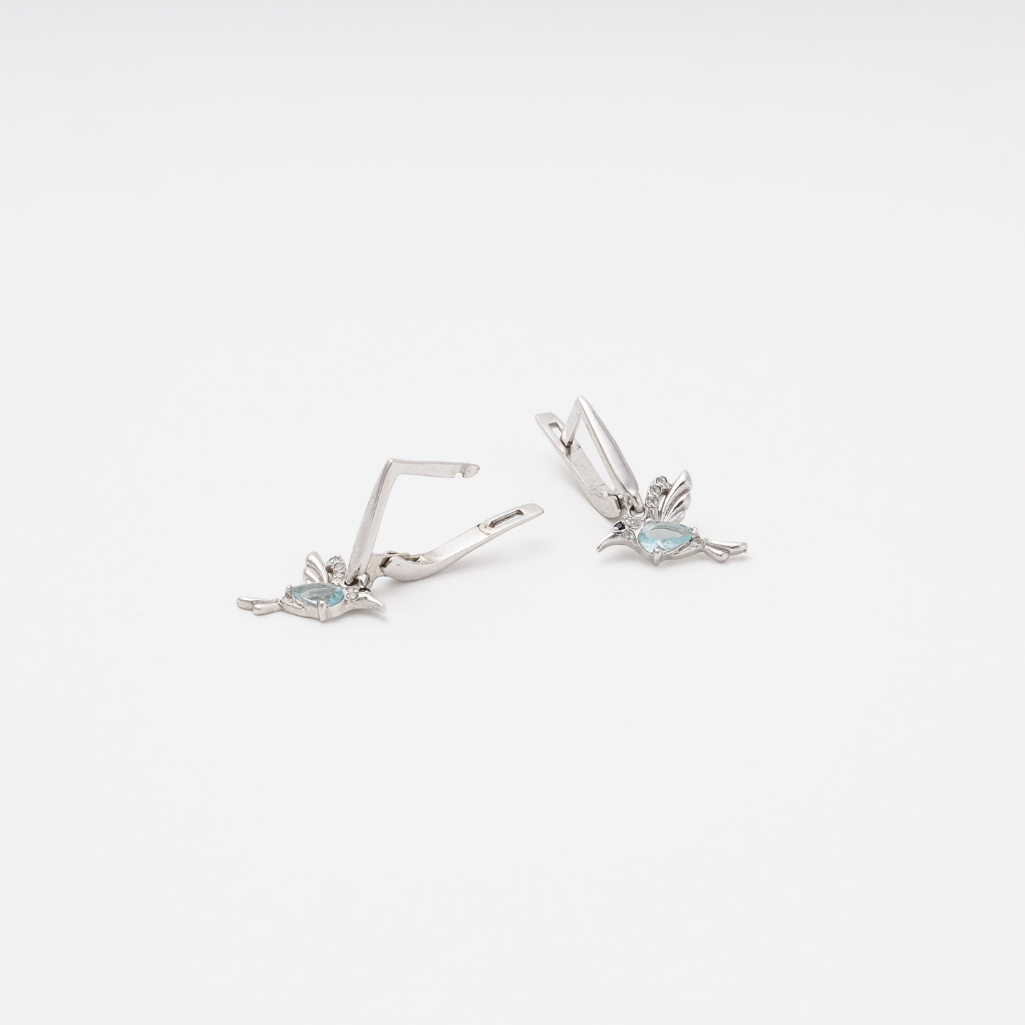 Silver 925 hummingbird earrings, closure detail — Kabluchka