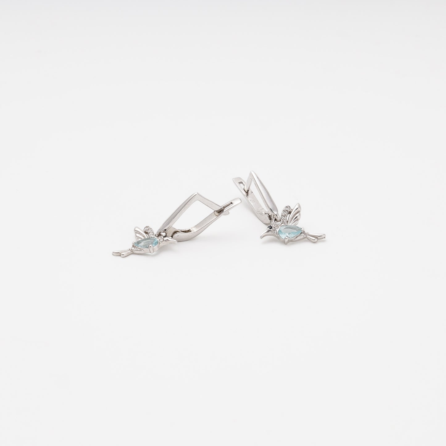 Silver 925 hummingbird earrings, English lock closure — Kabluchka