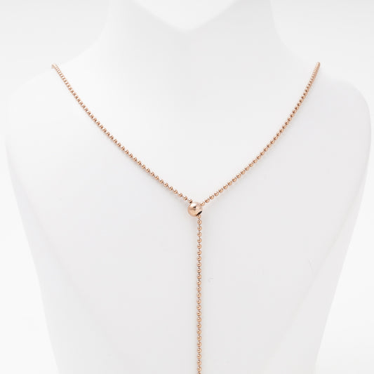 Gold 585 ball chain tie necklace front view - Kabluchka