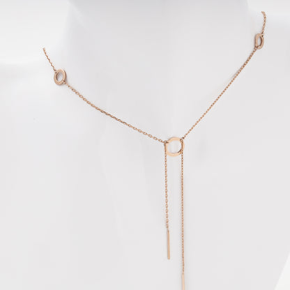 Rose Gold 585 Station Necklace Side View — Kabluchka