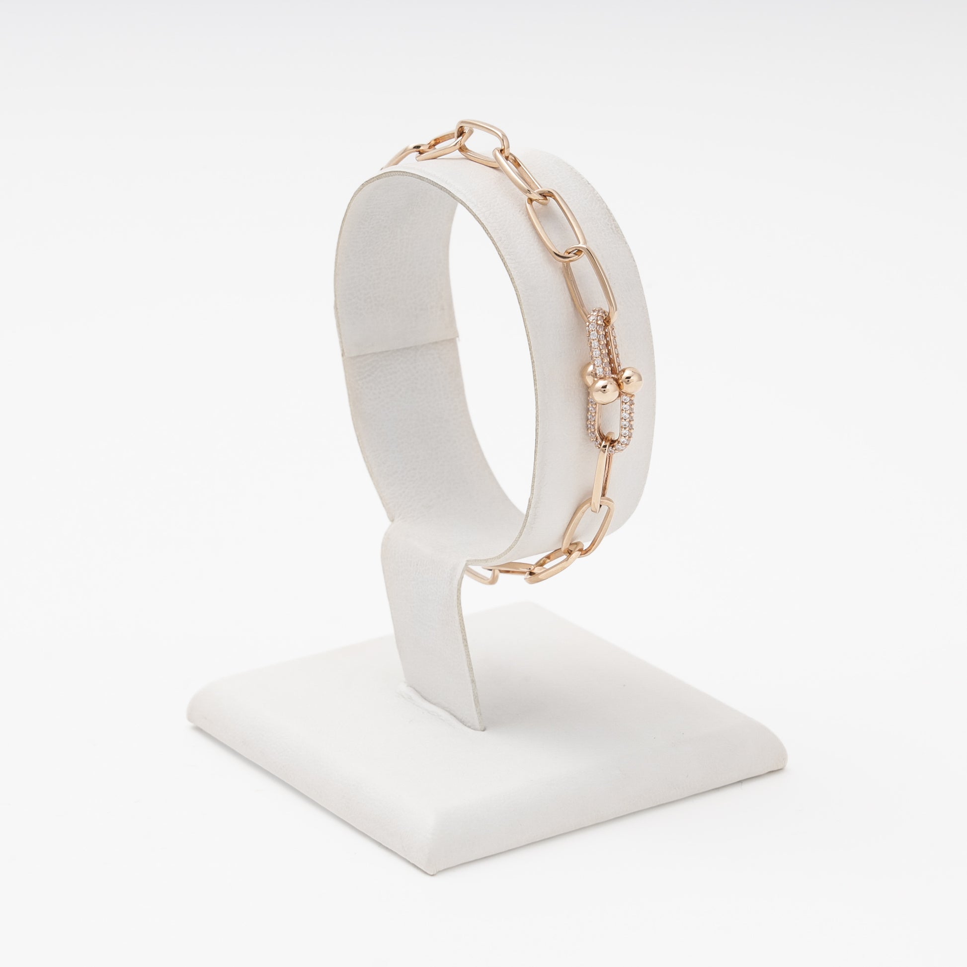 Gold 585 Chain Bracelet CZ Detail — Kabluchka