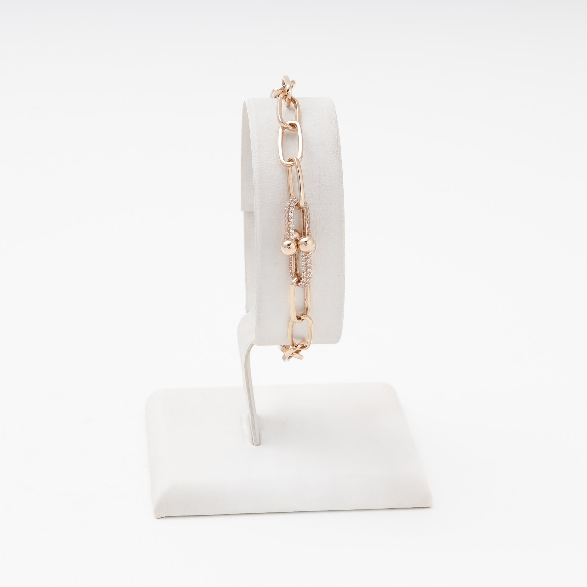 Gold 585 Chain Bracelet with CZ Accents — Kabluchka