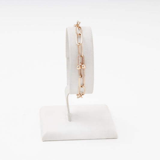 Gold 585 Chain Bracelet with CZ Accents — Kabluchka