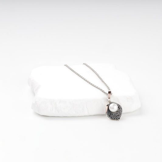 Silver 925 and Gold 375 pearl pendant with cubic zirconia — Kabluchka